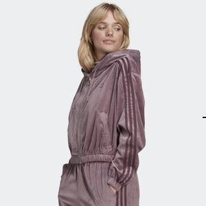 NWT adidas hooded 3 stripe track jacket top